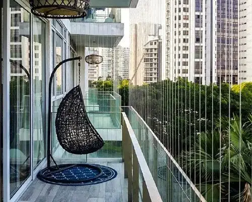 Invisible grill installed on a balcony