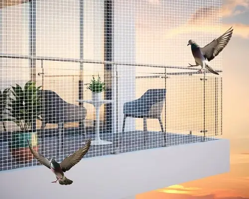Bird net covering a balcony