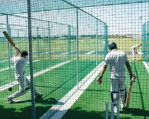 Sports net on a turf